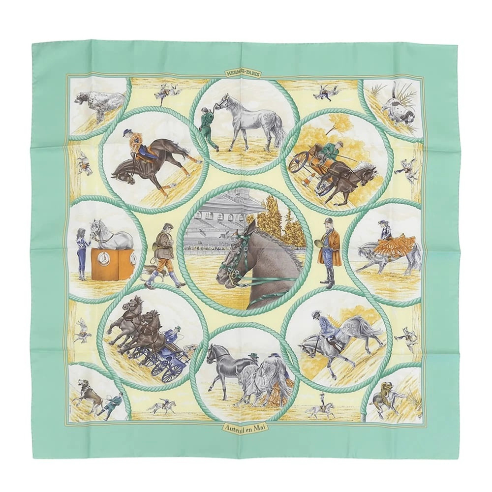 HERMES Green Silk Scarf